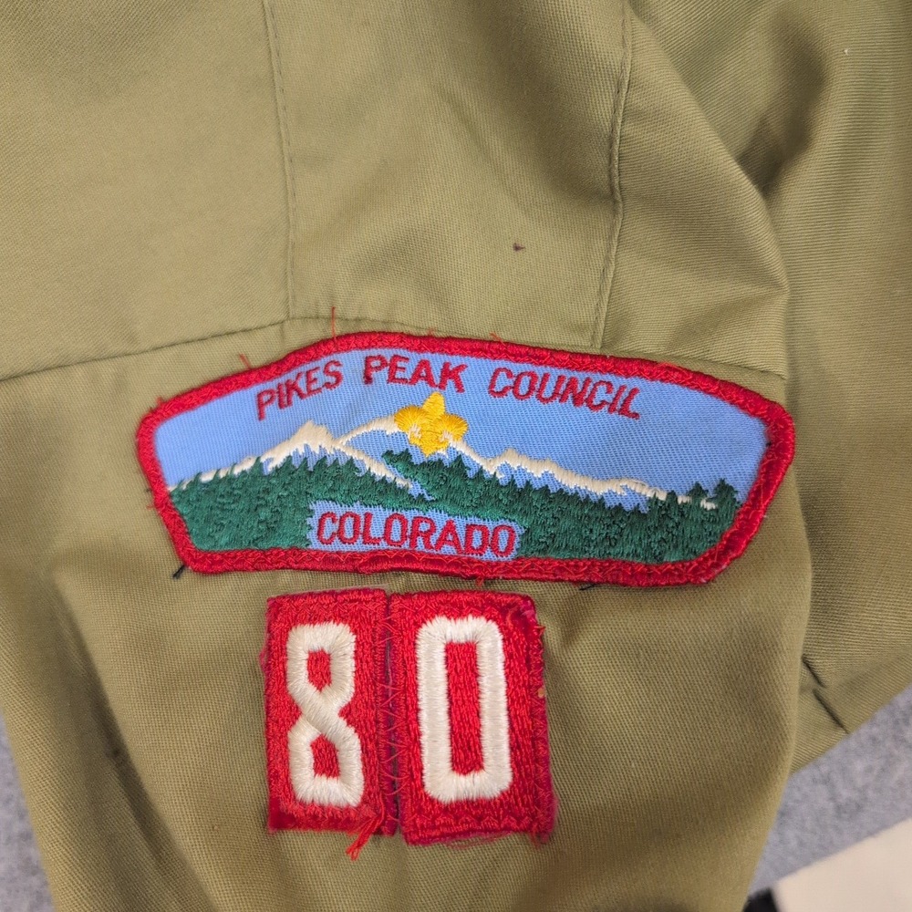 Vtg Boy Scouts of America BSA Uniform‎ Shirt Olive Green Pikes Peak Council 14 - Picture 5 of 7